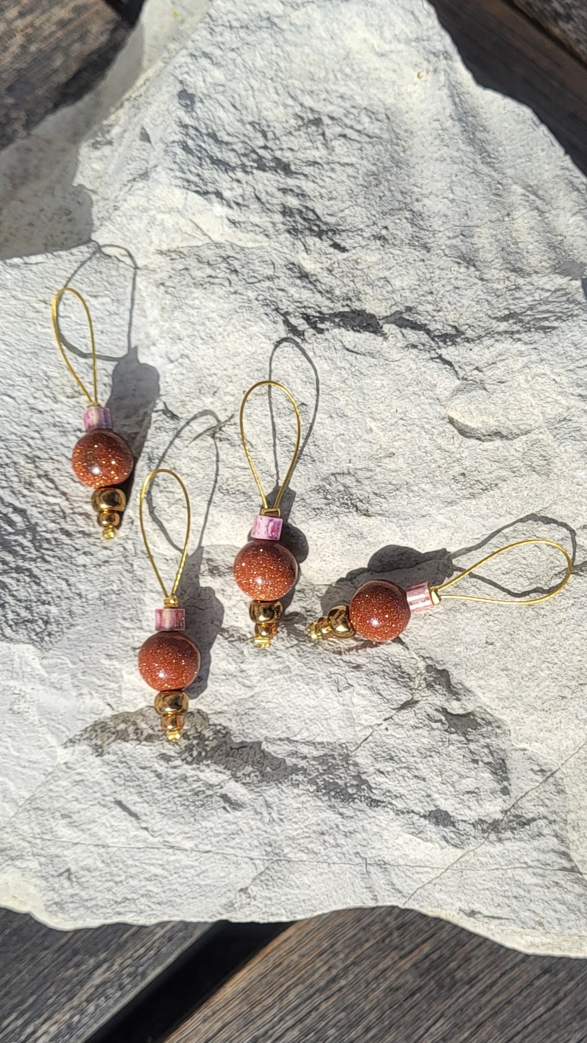 Maschenmarkierer - Glitzer-Karneol