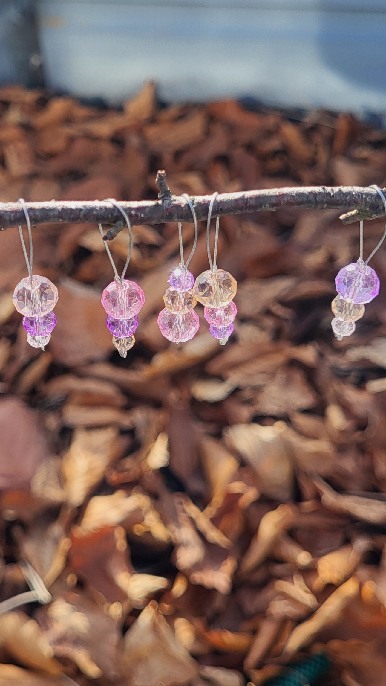 Maschenmarkierer - Kristall weiß, rosa, flieder